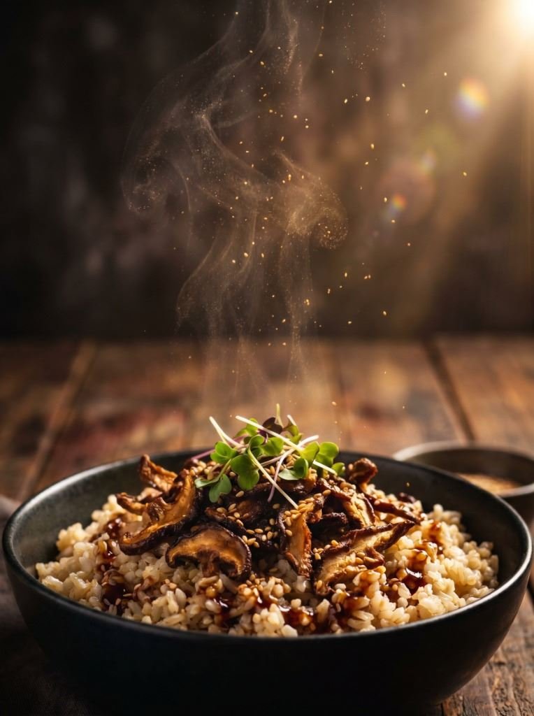 Plant-based crispy mushroom tapa flakes caramelized in garlic and coconut aminos - TAPA FLAKES